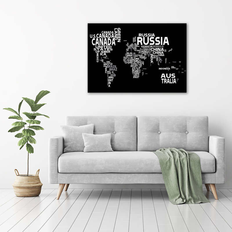 World Map With Subtitles - Wrapped Canvas Print