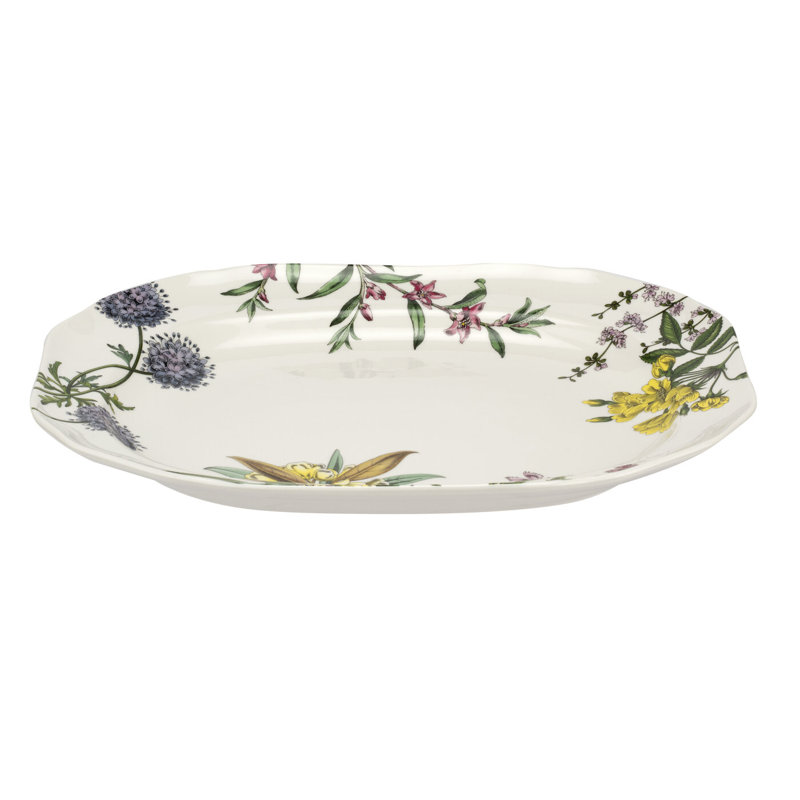 Floral Multi-Color Ceramic Oval Serving Platter