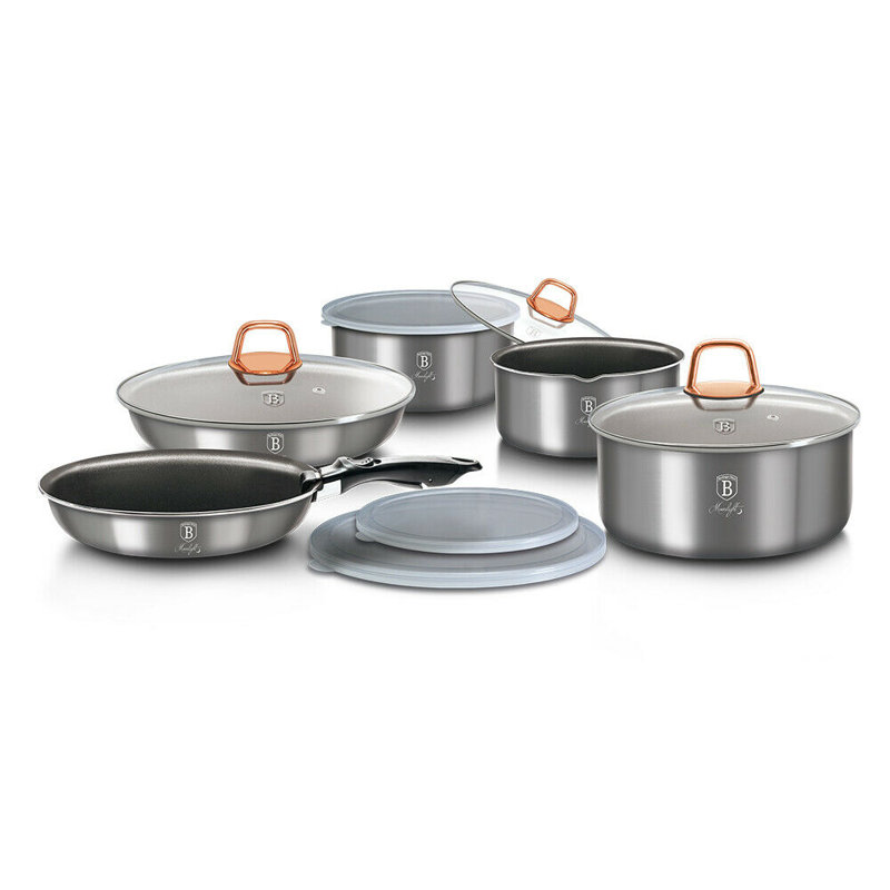 9 - Piece Non-Stick Aluminum Cookware Set, Silver