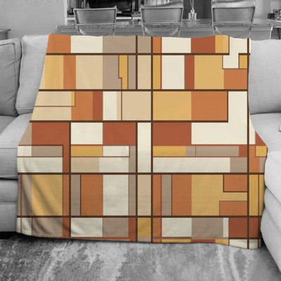 Ektara Mondrian Geometric Fleece Blanket