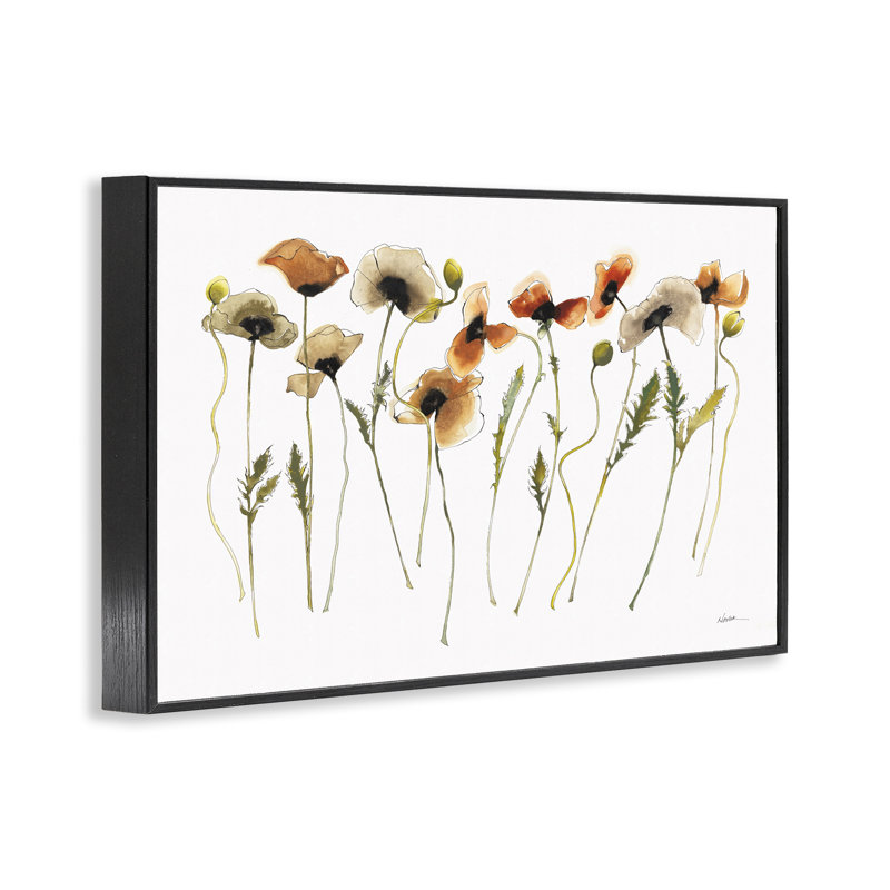 Automne, coquelicots, art par Shirley Novak bf-995, H 12 po x l 18 po, Giclée encadrée noir minuit