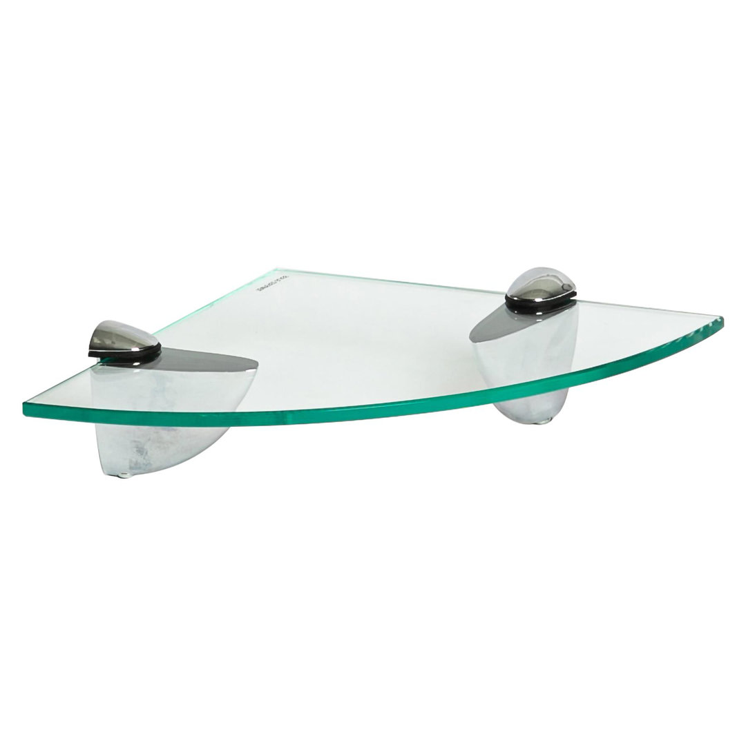 Harbour Housewares - Floating Glass Corner Shelf with Silver Brackets