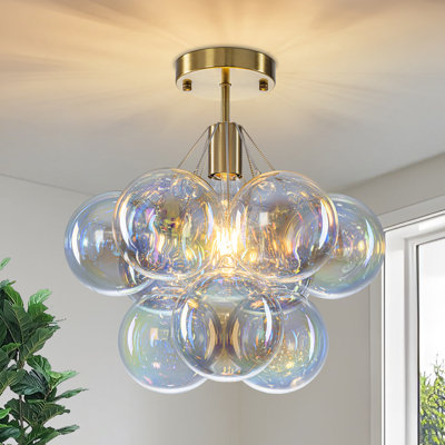 Plafonnier semi-encastré à 1 lumière Ahona à intensité variable (ampoules incluses)