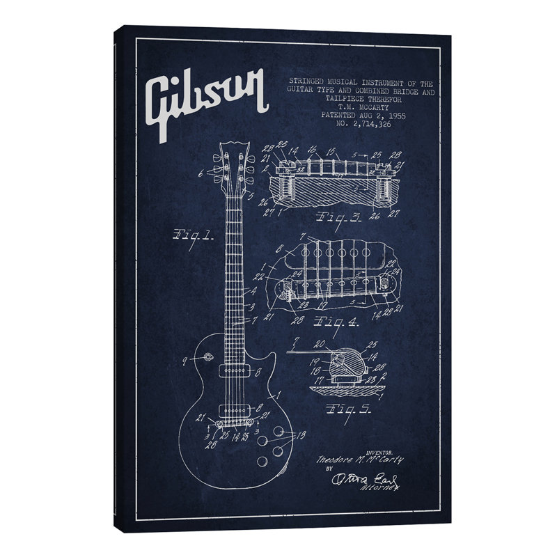Gibson Guitar - Print on Canvas, 66.04 cm H x 45.72 cm W x 1.91 cm D, Wrapped Canvas
