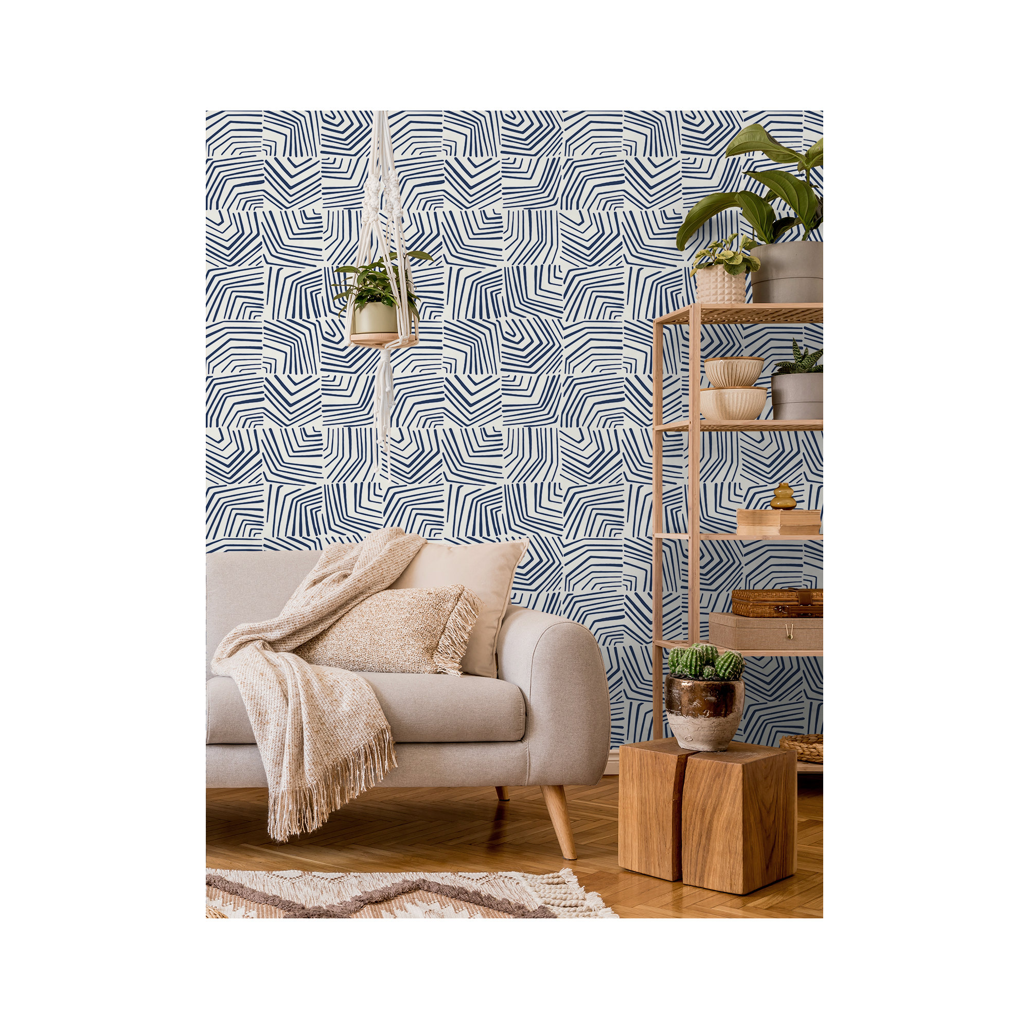 Contra Costa Abstract Wallpaper, Imperial Blue