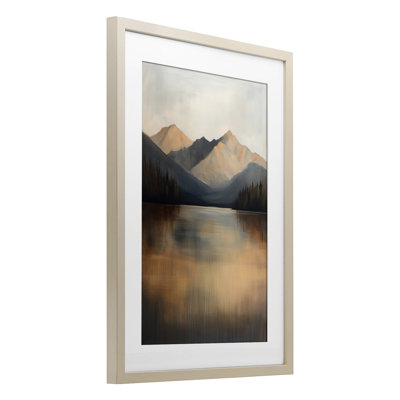 «Terracotta Reflection Moody Landscape», reproduction encadrée sous verre, conception de Petal Prints Design