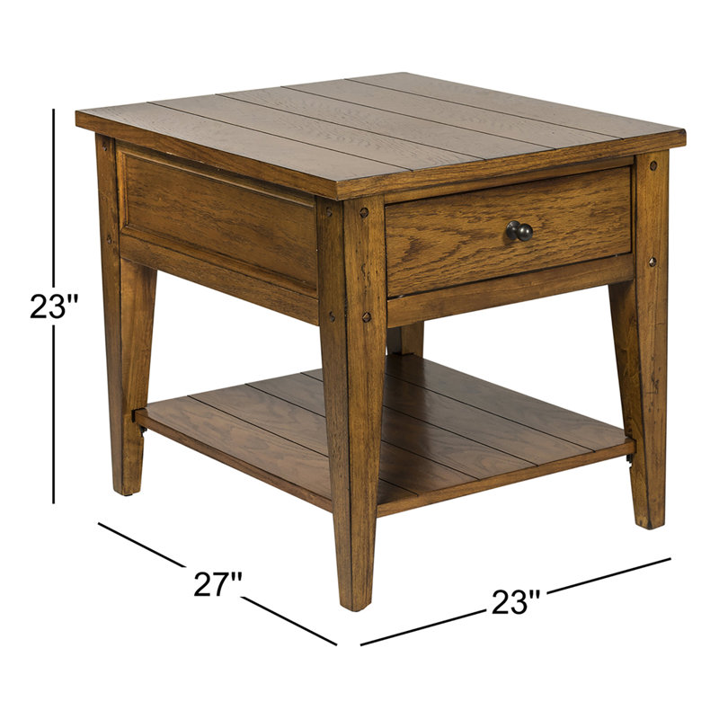 Laron End Table w/ 1 Drawer & Tapered Legs, Oak