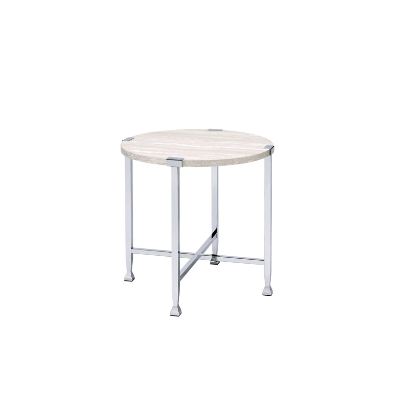 Table de bout en chêne blanc et chrome Brecon