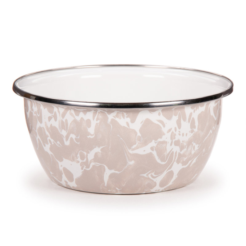 Taupe Swirl Enamelware Dining Bowl