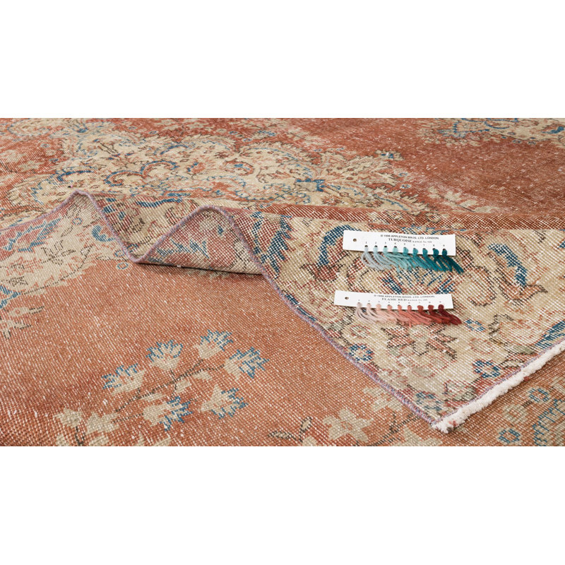 Tapis turc rétro fait à la main avec motif de médaillon, revêtement de sol en laine