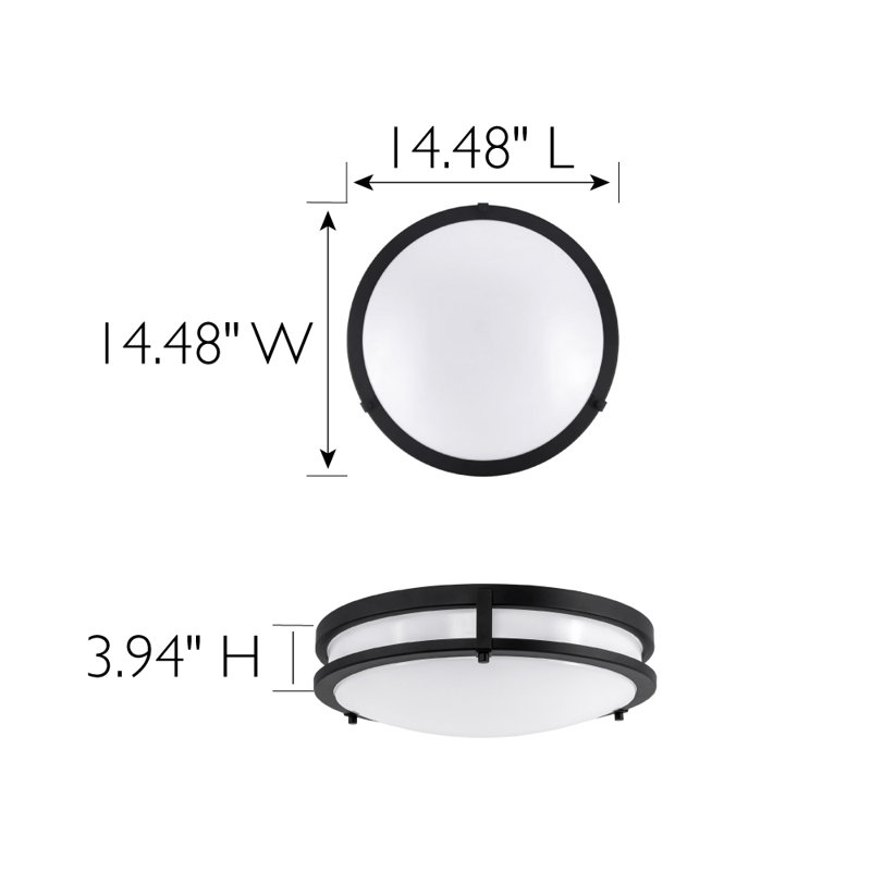 14.5 Inch Ripon LED Indoor Ceiling Light, Dimmable, Matte Black