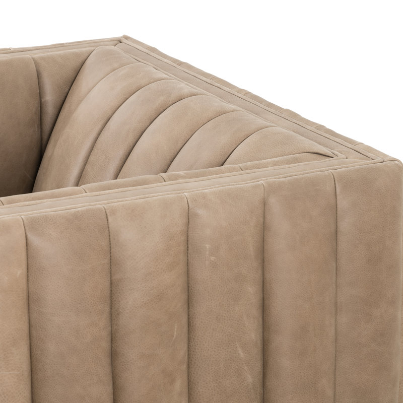 Augustine Swivel Tufted Club Chair, Palermo Drift Top Grain Leather