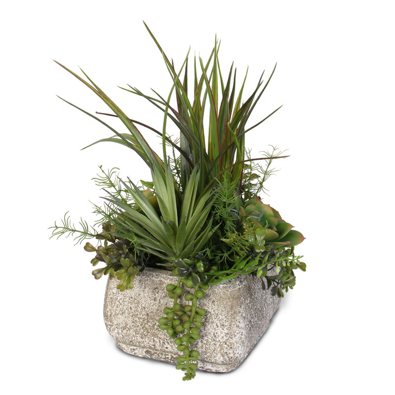 Faux Succulent in Stone Pot