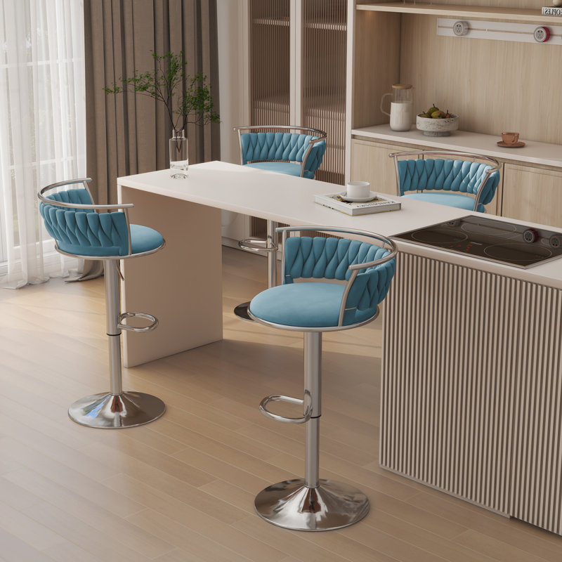 Tabouret de bar Christal, Bleu, Argent