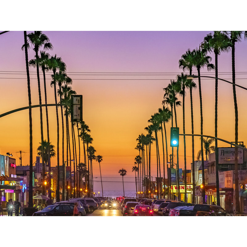 Newport Avenue, Ocean Beach Sunset Print by Brian Mc Clean, 36" H x 48" W, No Mat, Wrapped Canvas