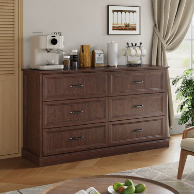 Commode 6 tiroirs H 55 po pour salon, commode de chambre à coucher, meuble télé Hava
