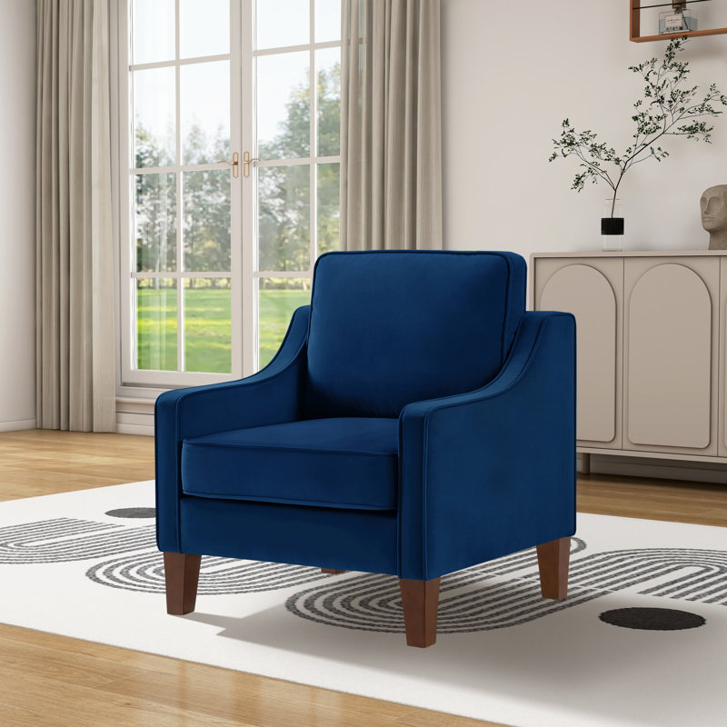 Rex Upholstered Armchair, Navy Polyester