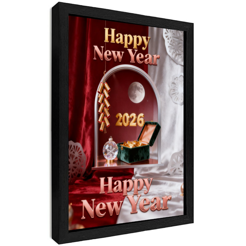 Art encadré noir, bonne année, bonjour 2026, impressions murales de style rétro, H 11 po x l 9 po