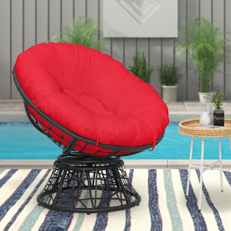 Ahouh Swivel Wicker Outdoor Lounge Chair, Red