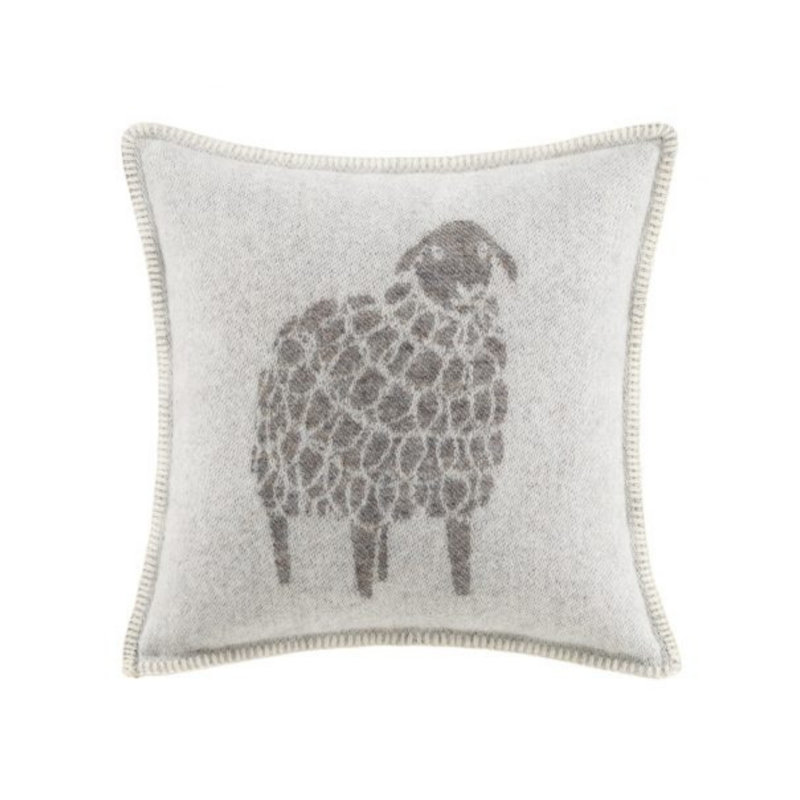 Sheep Square Cushion Cover, Dark Brown/Off White