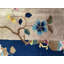 Tapis antique en laine beige et bleu marine Art Deco