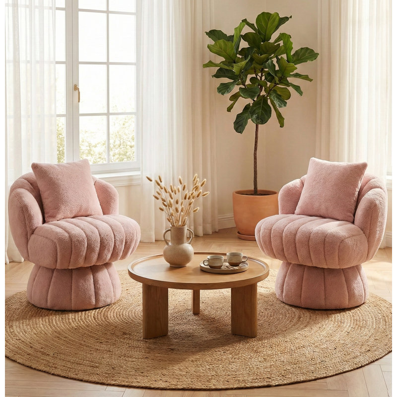 Chaise de meuble-lavabo pivotante rembourrée avec coussin, Rose
