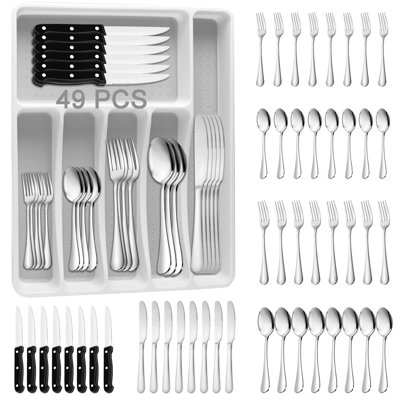49-Piece Stainless Steel Silverware Set With Cutlery Organizer