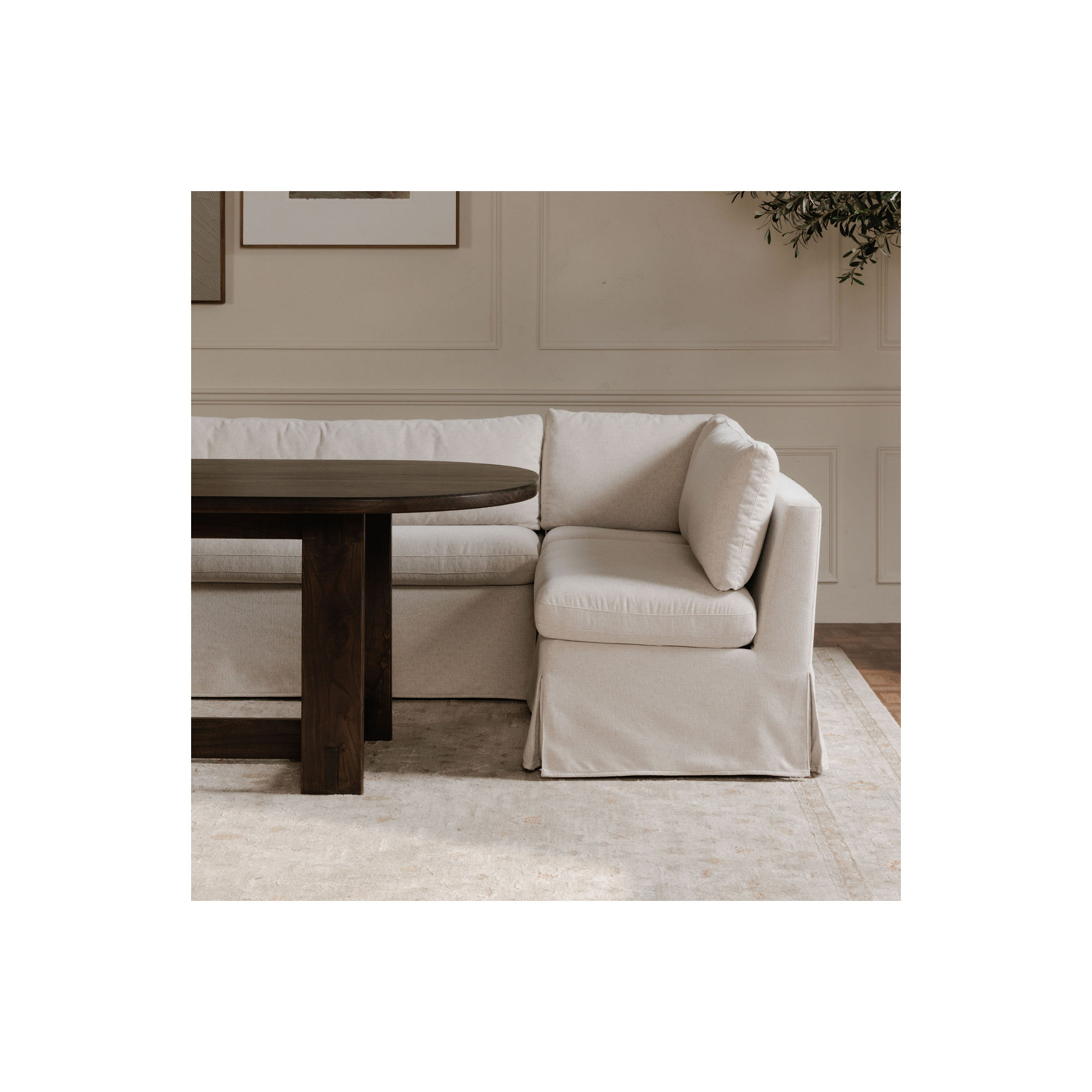 Hennecy Bargale Slipcover Dining Corner Chair Beige