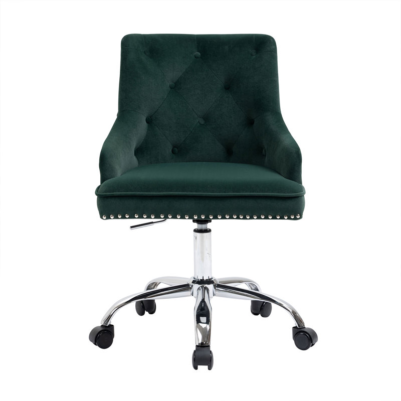 Tripp Velvet Office Chair, Dark Green