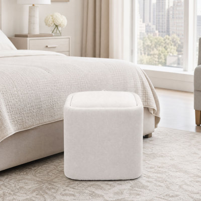 16'' H Modern Square Storage Ottoman with Wooden Lid