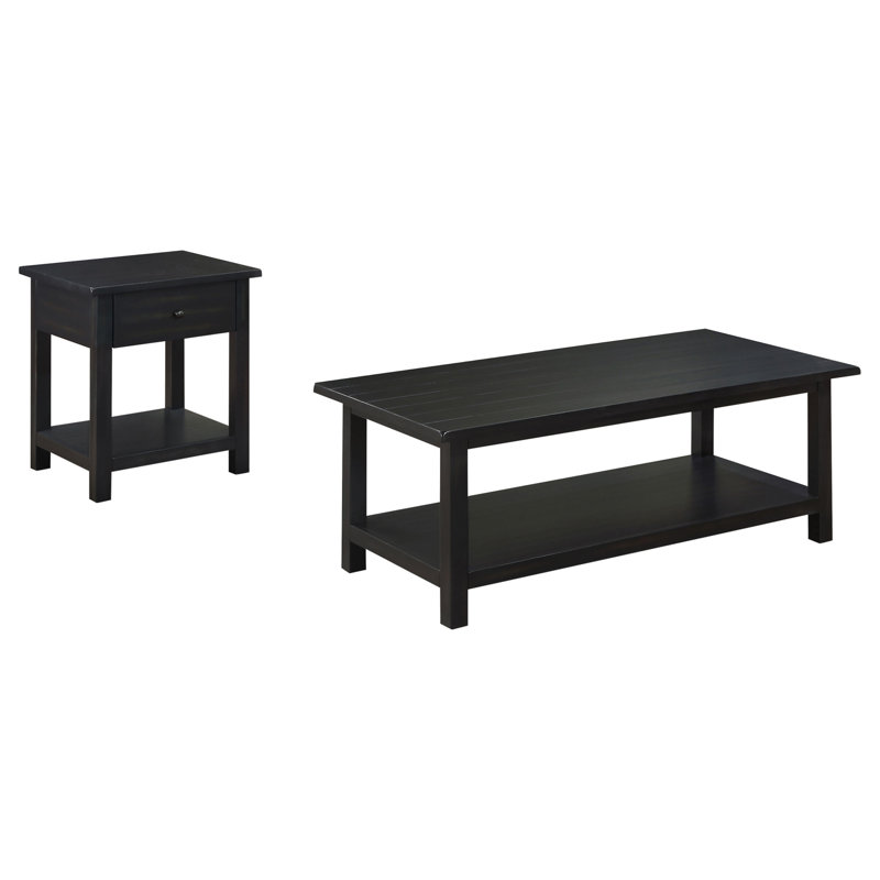 Ensemble de tables basses et de tiroirs 2 pièces Castleton Java patiné (seulement avec table basse), Noir