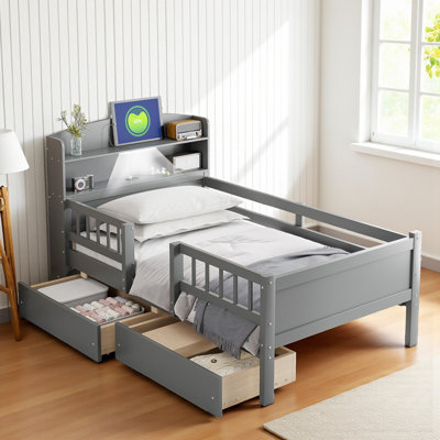Twin Size Platform Bed With Storage And Led Lights