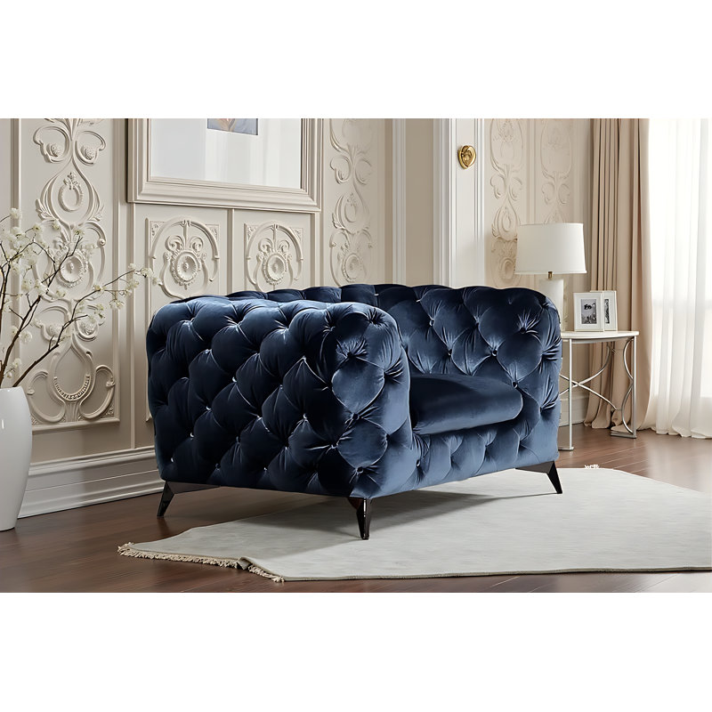 Chaise en tissu Hasnan, Tissu bleu
