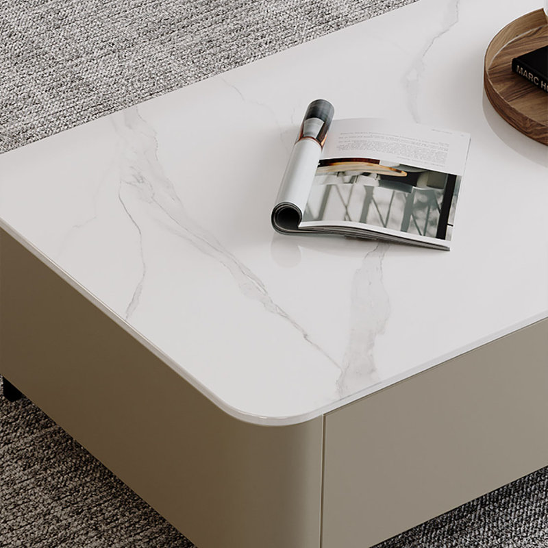 Rock table Cream style end table, 17.7" H x 47.2" L x 23.6" W