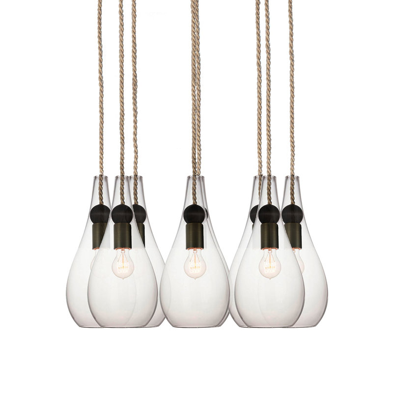 Earth 8 - Light Chandelier, Smoke Glass, Ship Rod, 60" H x 16" W x 16" D