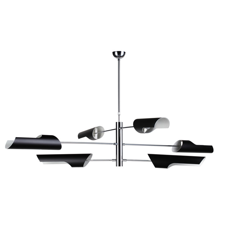 Askersund 6 - Light Steel Sputnik Modern Linear Chandelier