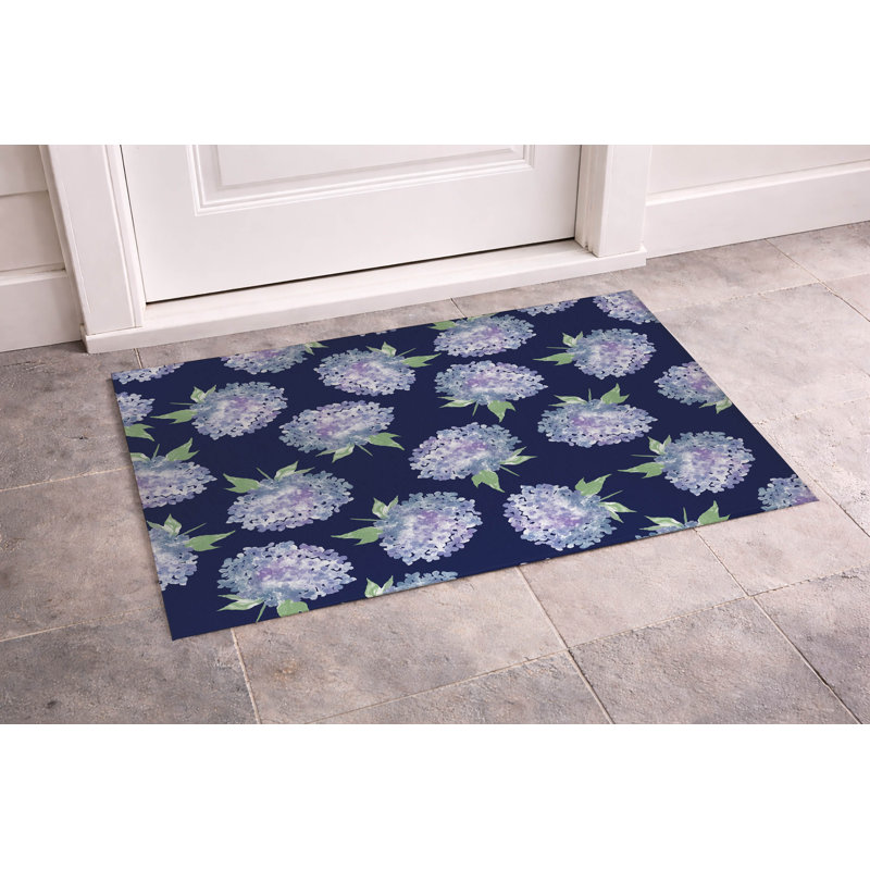 Paillasson Hydrangea Love, 21" W x 34" L, Cobalt