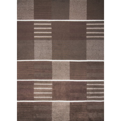 Scandinavian Hand Knotted Wool Geometric Area Rug