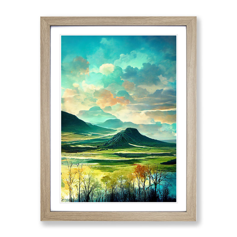 Wonderful Mountain Landscape No.1 - Framed Print, 64cm H x 46cm W, Beige