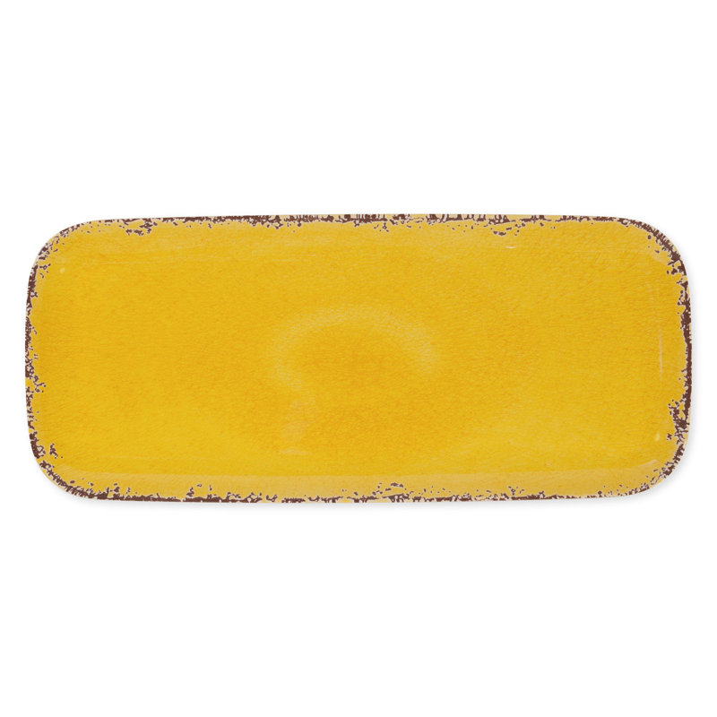 2-Piece Crackle 15" Tray, Yellow