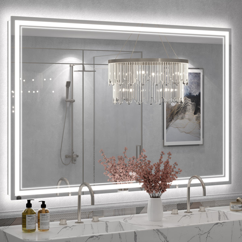 Molly Front & Back LED Anti-Fog Tempered Glass Wall Bathroom Vanity Mirror - UL Certified, 60" x 40"