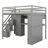 Full Size Loft Bed With Desk & Wardrobe, All-In-One Space Saving Furniture For Bedroom, Includes Storage Shelves & LED Lights-216790330