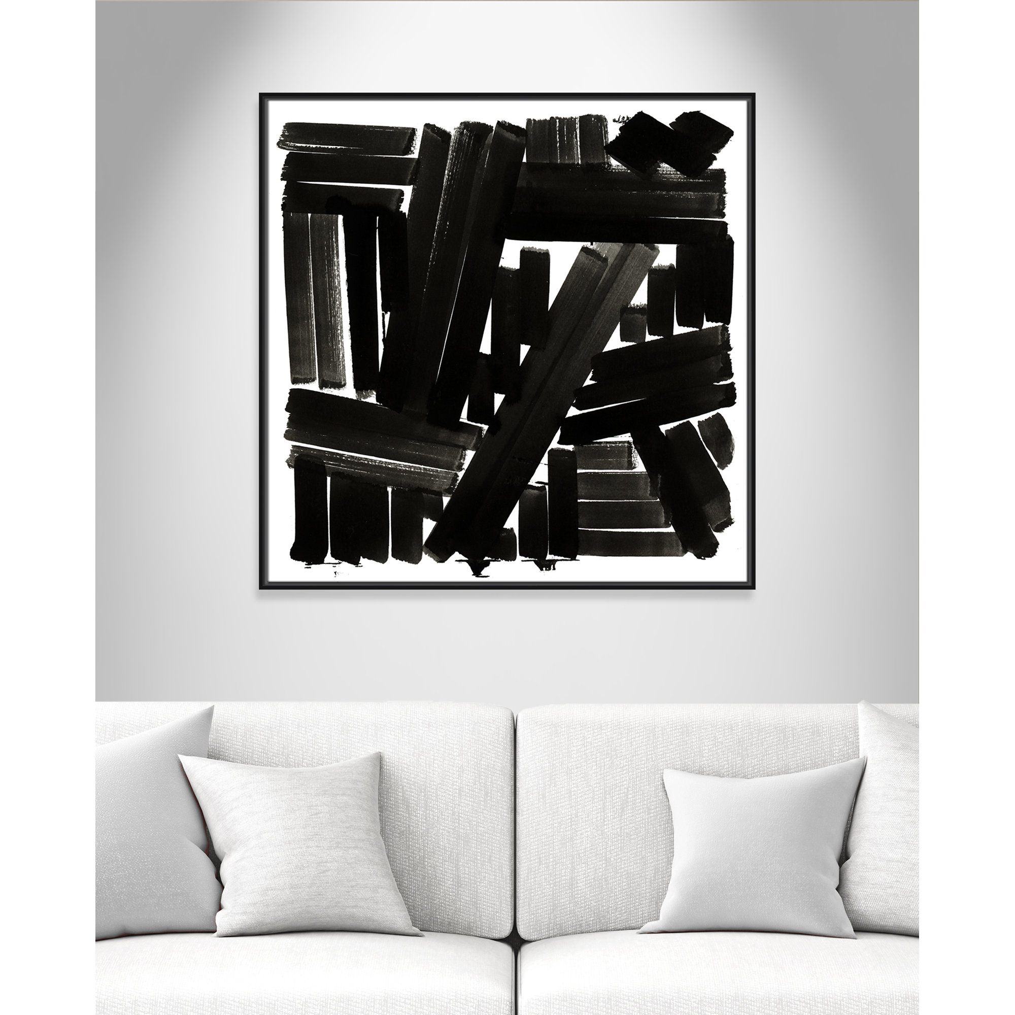 Shape of Song I by Cartissi - Floater Frame Painting on Canvas, 37.5" H x 37.5" W x 2" D, Black Framed