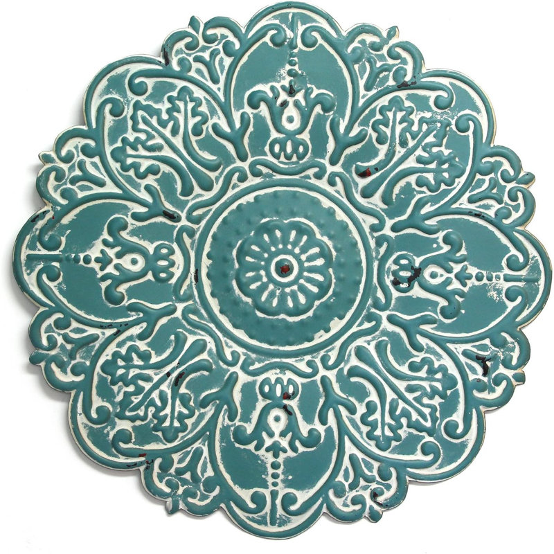 Farmhouse Small Blue Metal Medallion Wall Décor