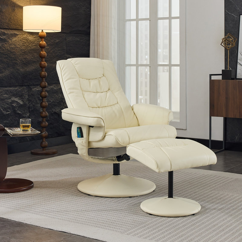 Fauteuil inclinable avec repose-pieds, massage et rotation à 360°