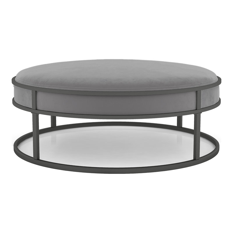 Repose-pieds de cocktail rond de 39,5 po Aprameya, Polyester gris