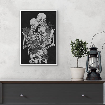 Squelette câlin gothique Moody foncé, œuvre d'art moderne, décor