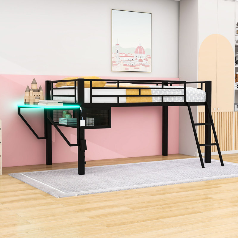 Lit mezzanine avec bureau intégré et DEL, Simple