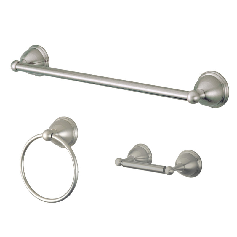 Ensemble de quincaillerie de salle de bain 3 pièces Kingston, Nickel brossé