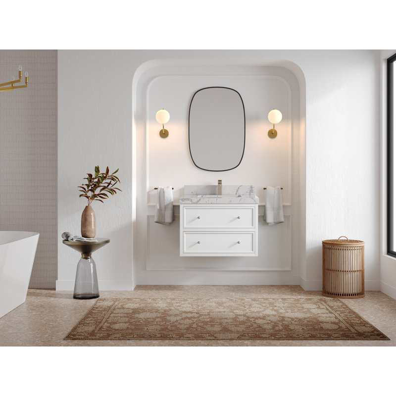 Roswell Floating 30 In. W X 22 In. D Single Sink Bathroom Vanity With 2 In. Quartz, Venatino